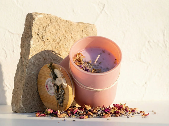 Bougie naturelle Rose & Lavande - Sérénité & Paix Royale - Essences Agape 40019340