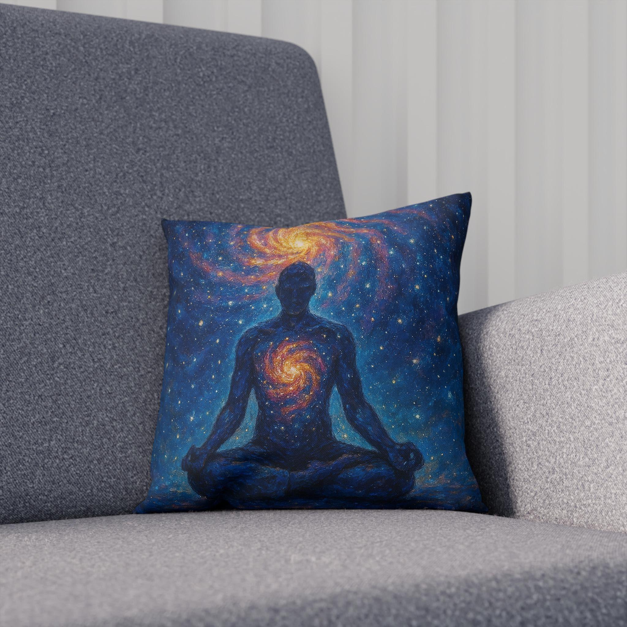 Coussin chakra univers, housse salon canapé, motif méditation prière - Essences Agape 70057148