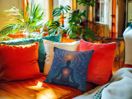 Coussin chakra univers, housse salon canapé, motif méditation prière - Essences Agape 3601263