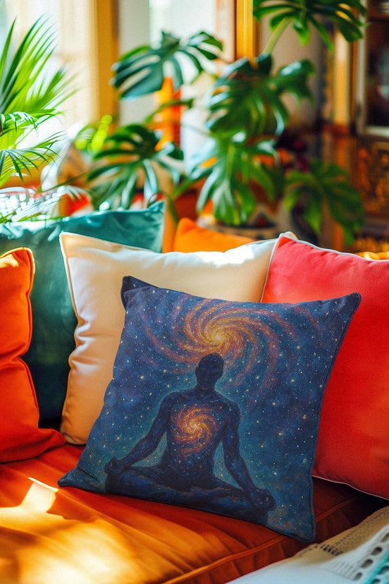 Coussin chakra univers, housse salon canapé, motif méditation prière - Essences Agape 3601263