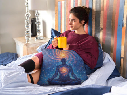 Coussin chakra univers, housse salon canapé, motif méditation prière - Essences Agape 34670586