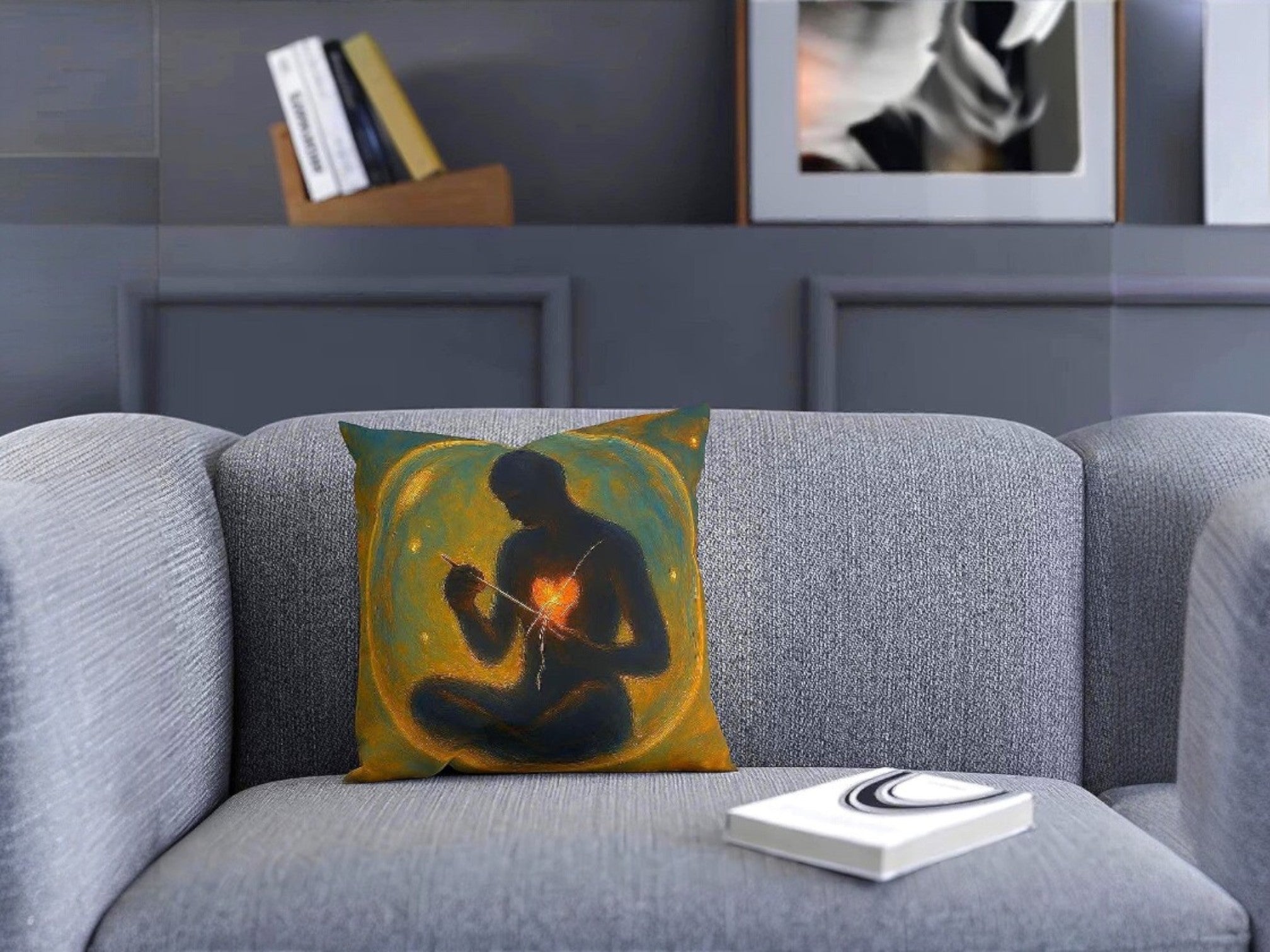 Coussin coeur guérison, coussin décoratif salon zen spirituel, housse - Essences Agape 27929865