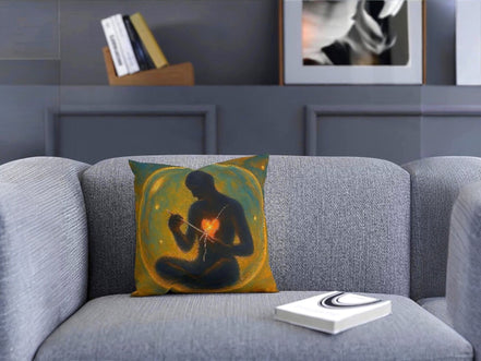 Coussin coeur guérison, coussin décoratif salon zen spirituel, housse - Essences Agape 27929865