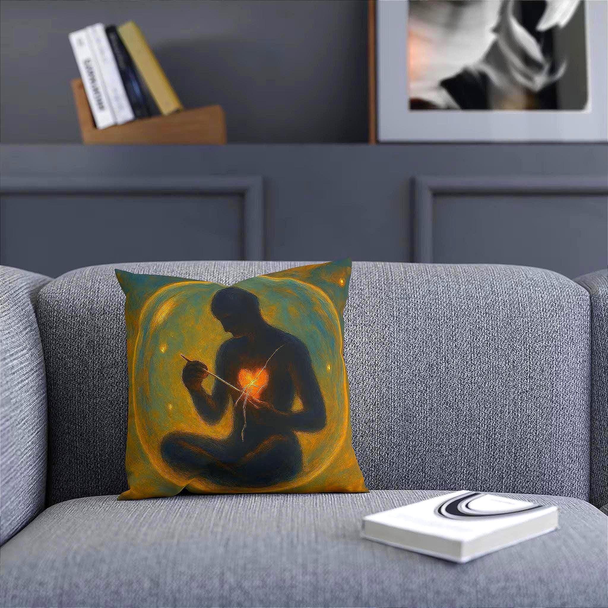 Coussin coeur guérison, coussin décoratif salon zen spirituel, housse - Essences Agape 27929865