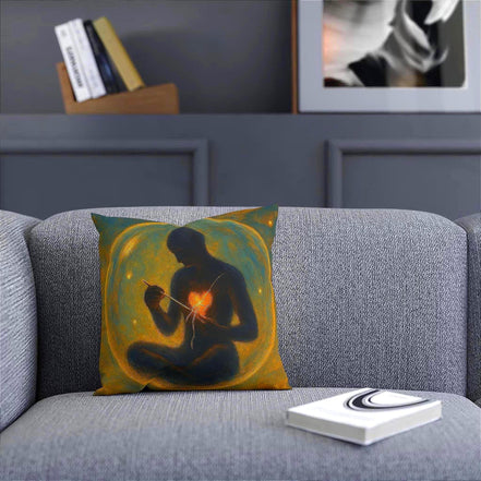 Coussin coeur guérison, coussin décoratif salon zen spirituel, housse - Essences Agape 27929865