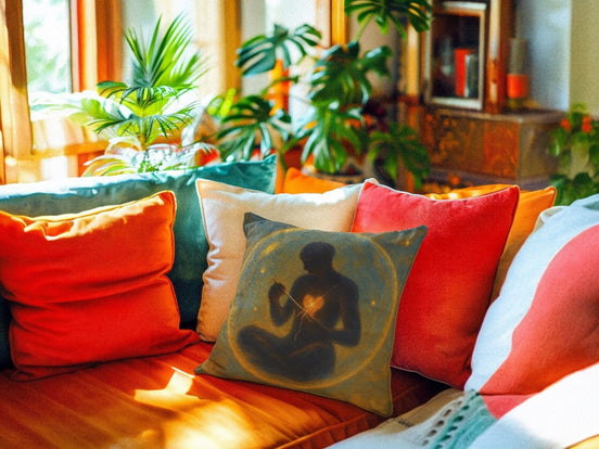 Coussin coeur guérison, coussin décoratif salon zen spirituel, housse - Essences Agape 79337740
