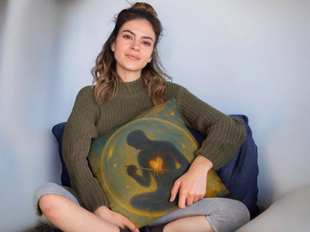 Coussin coeur guérison, coussin décoratif salon zen spirituel, housse - Essences Agape 10319586