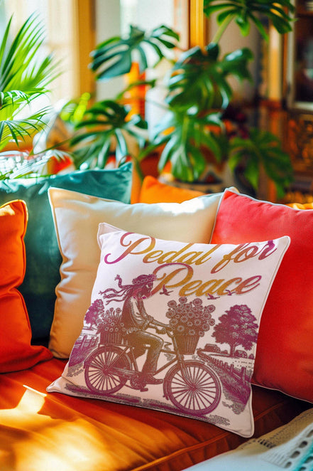 Coussin peace and love, housse salon méditation religieux, carré - Essences Agape 67637864