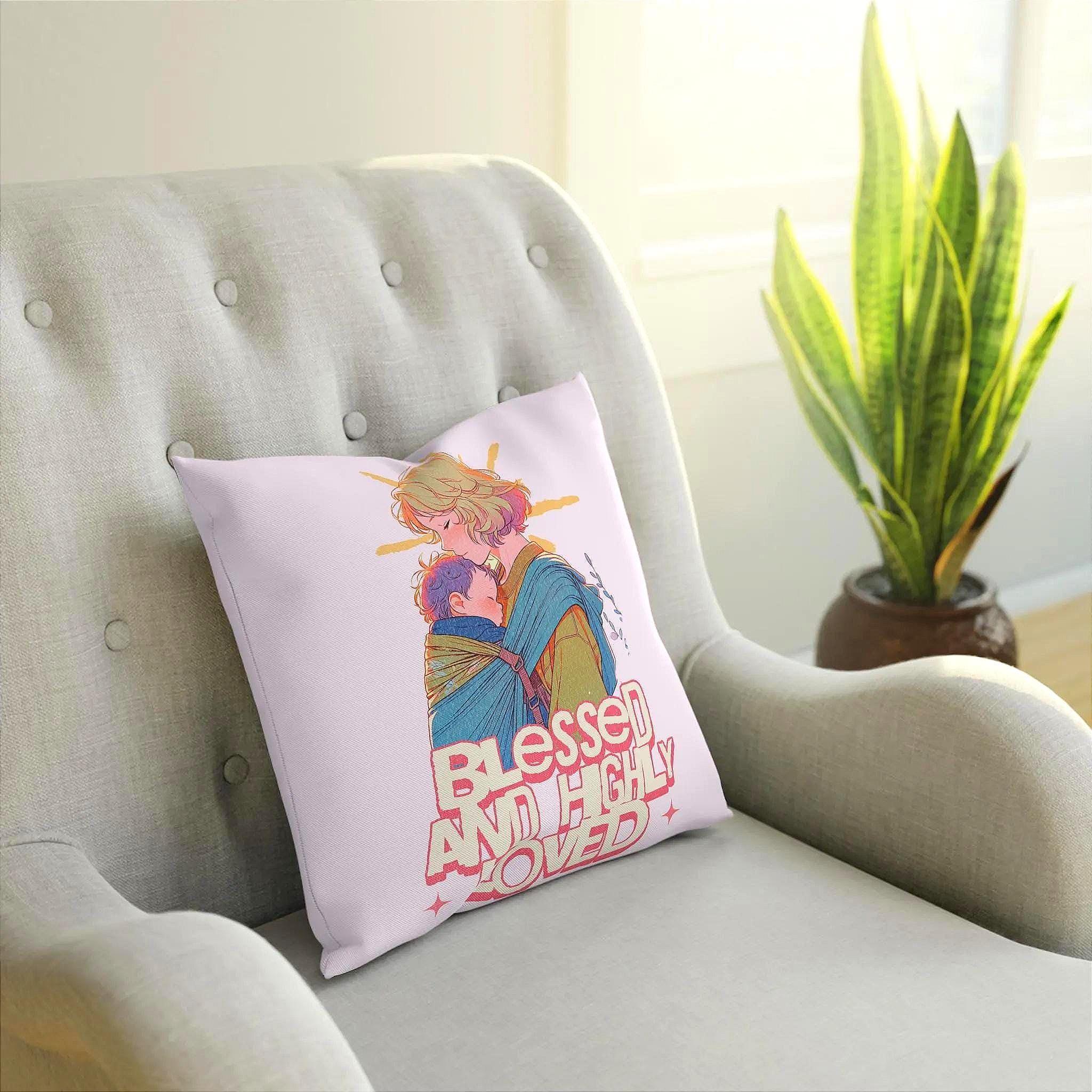 Coussin tendresse maman enfant, coussin décoratif salon zen spiritue - Essences Agape 62397753