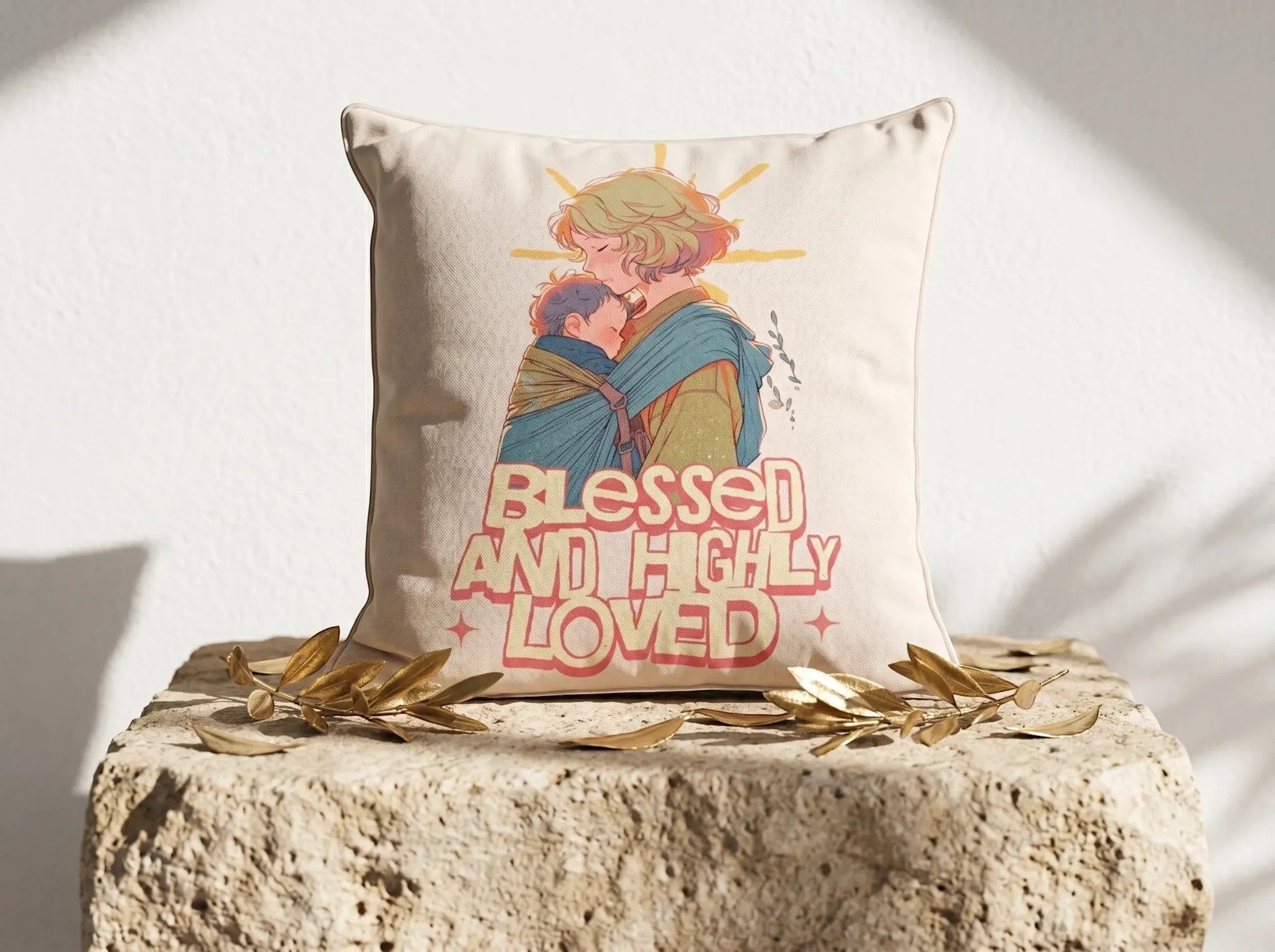 Coussin tendresse maman enfant, coussin décoratif salon zen spirituel - Essences Agape 42334091