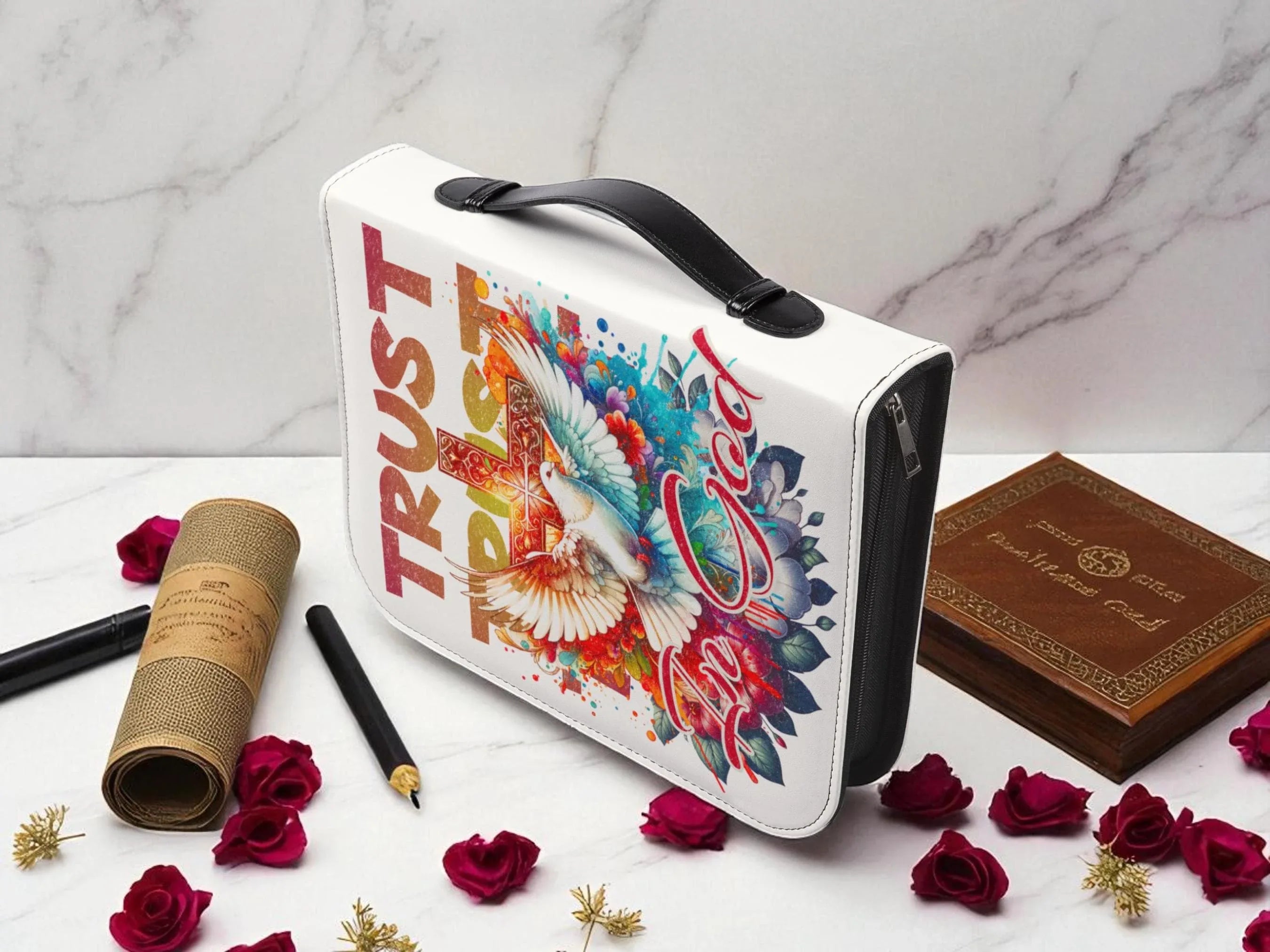 Couverture de Bible chrétienne, housse livre sacré personnalisée Dieu - Essences Agape 95446740