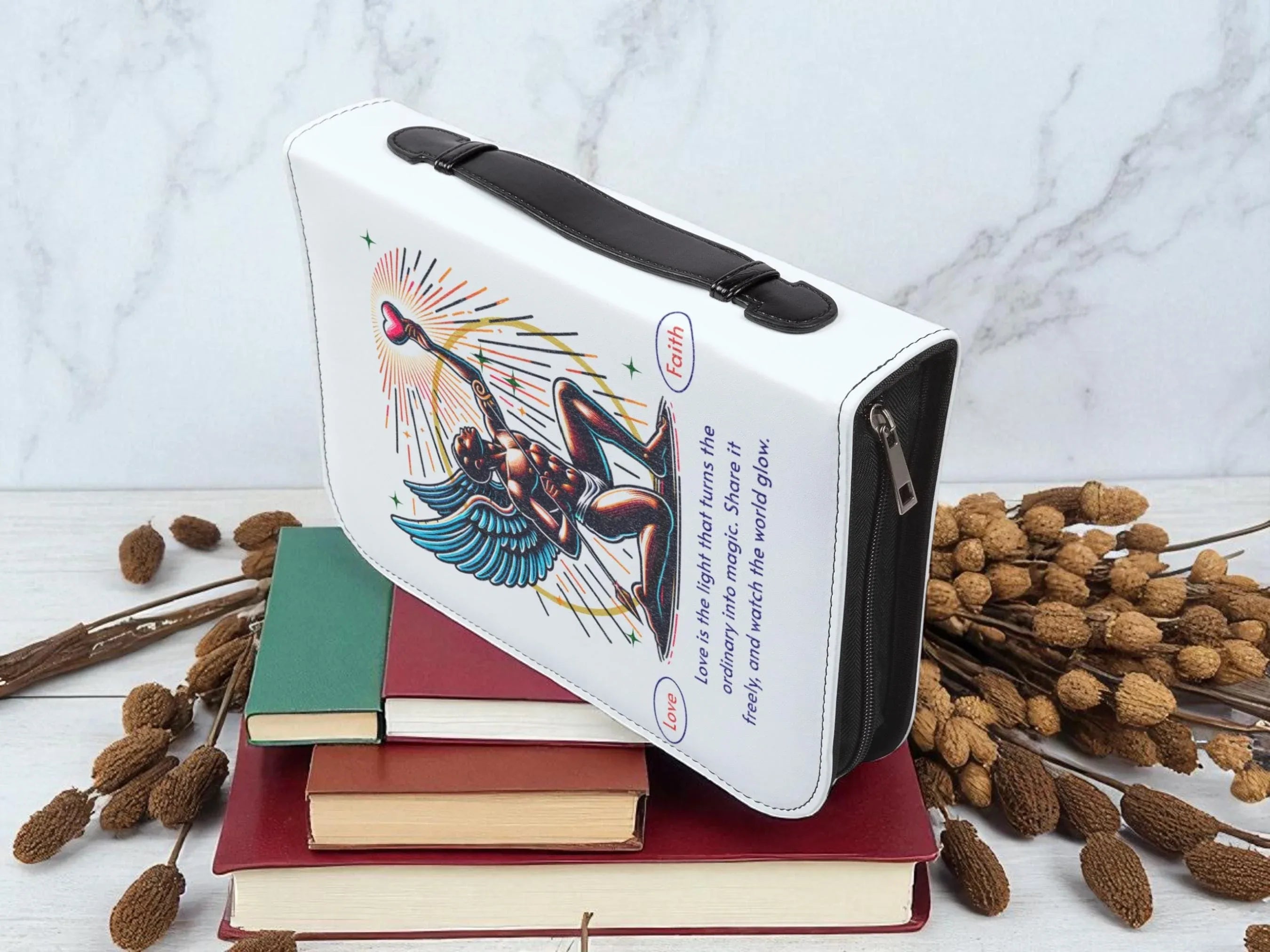 Couverture de Bible chrétienne, housse livre sacré voyage, religieux - Essences Agape 12647616