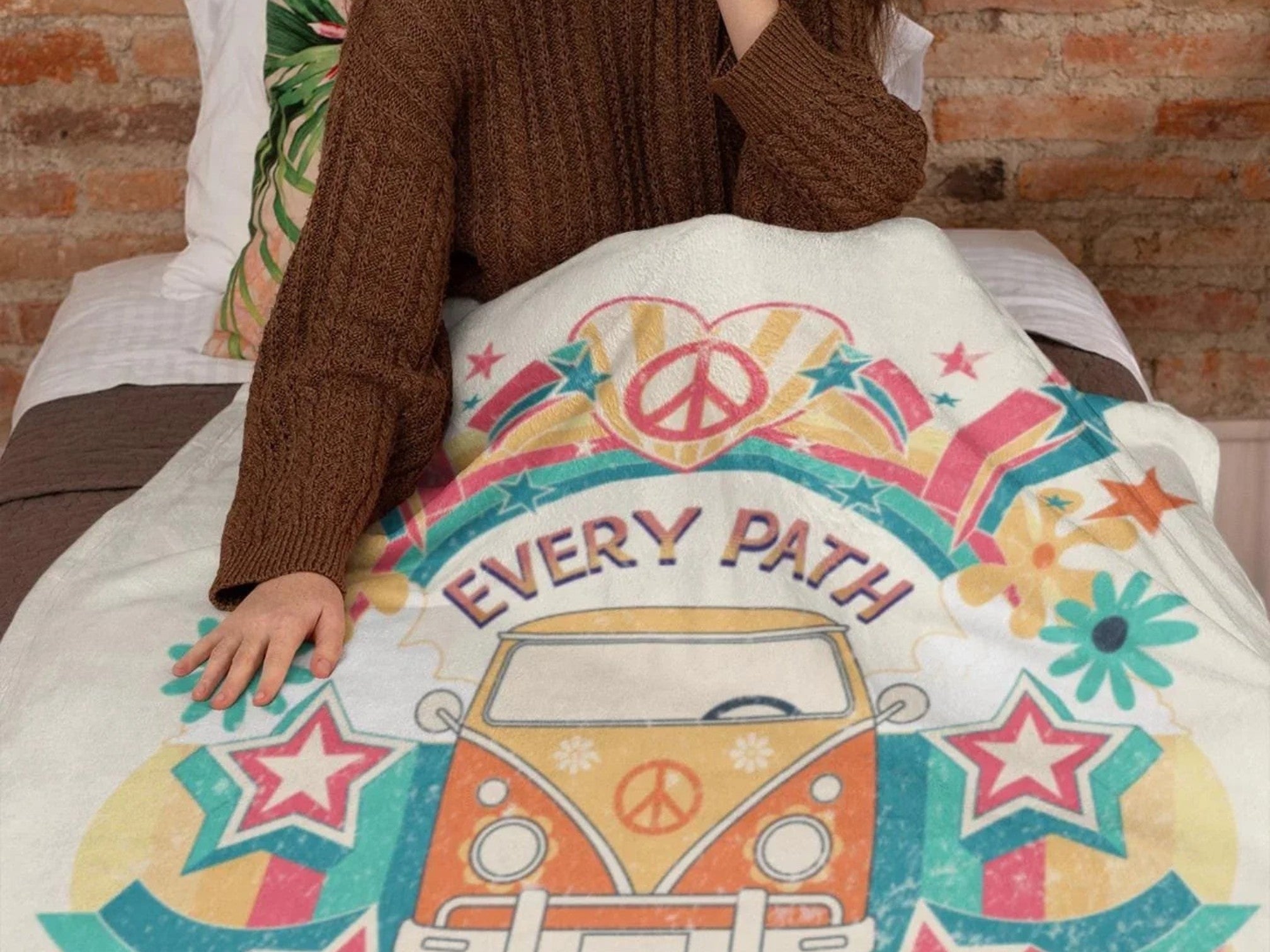 Couverture polaire chaude namaste, plaid décoratif hippie, microfibre - Essences Agape 67853163