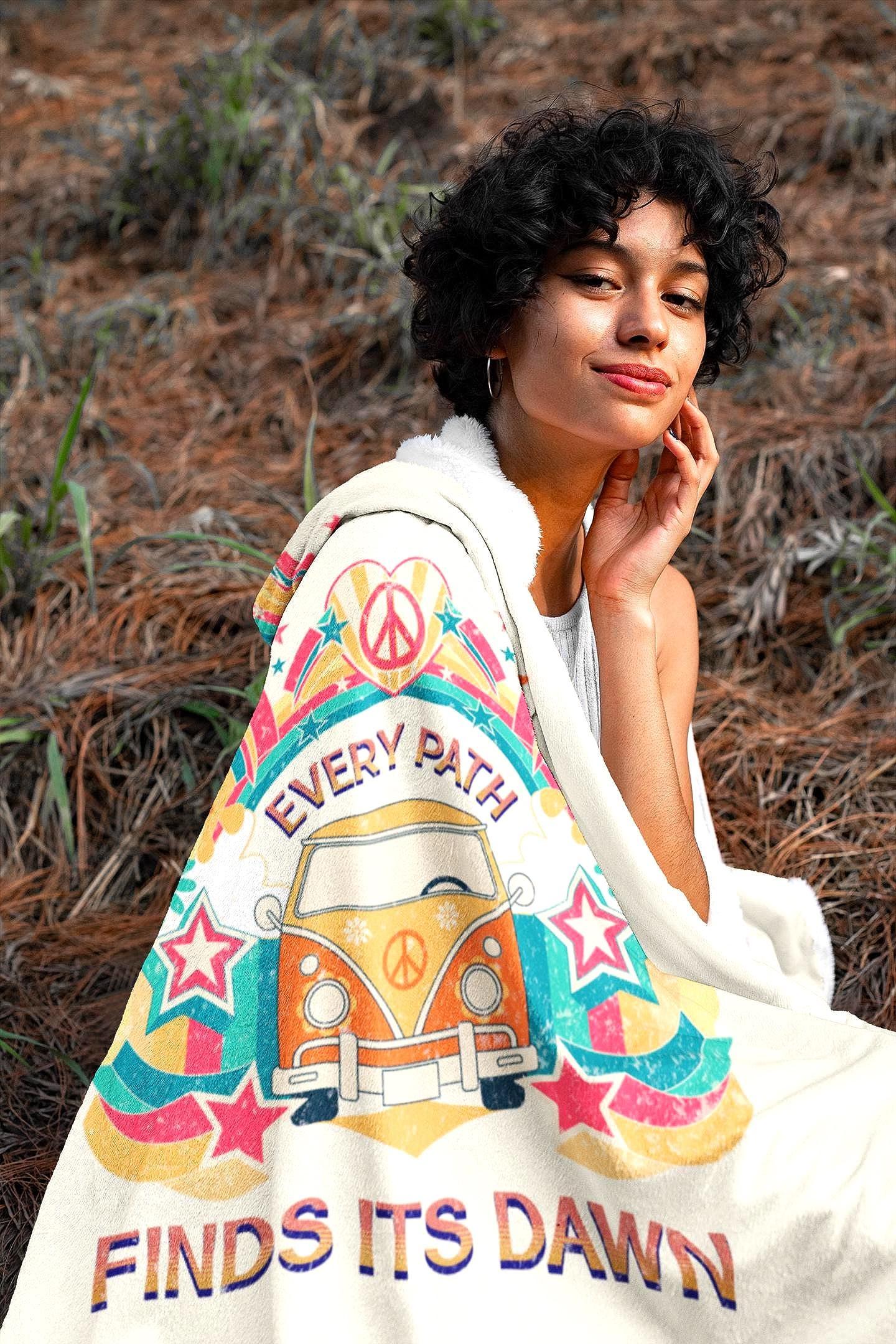 Couverture polaire chaude namaste, plaid décoratif hippie, microfibre - Essences Agape 25125263