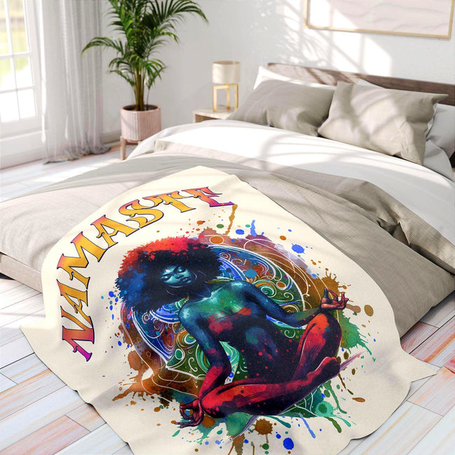 Couverture polaire chaude, namaste, plaid décoratif zen méditation - Essences Agape 43765628