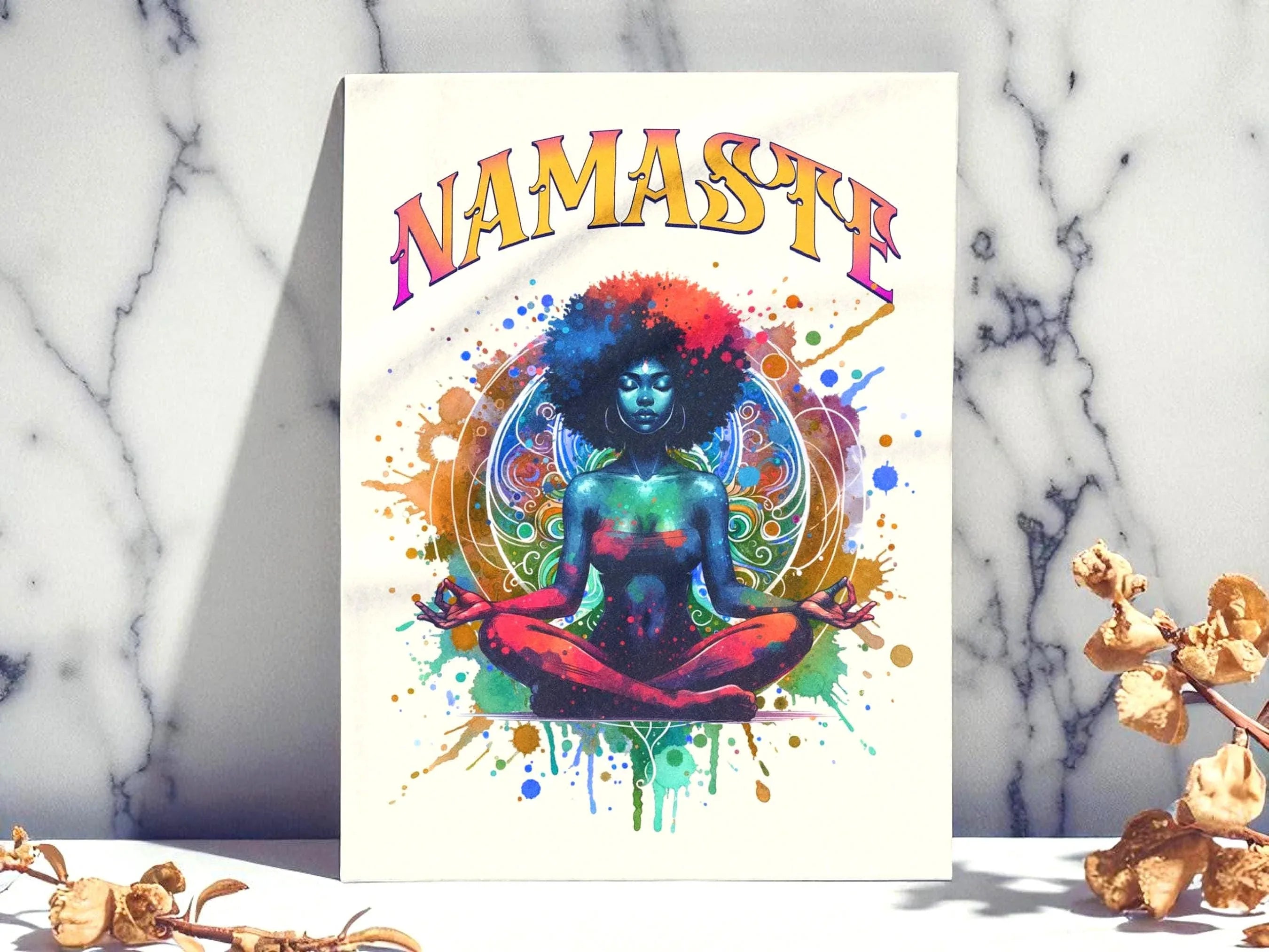 Couverture polaire chaude, namaste, plaid décoratif zen méditation - Essences Agape 96995673