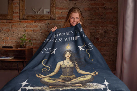 Couverture polaire spirituelle, méditation zen, plaid décoratif canapé - Essences Agape 55587492