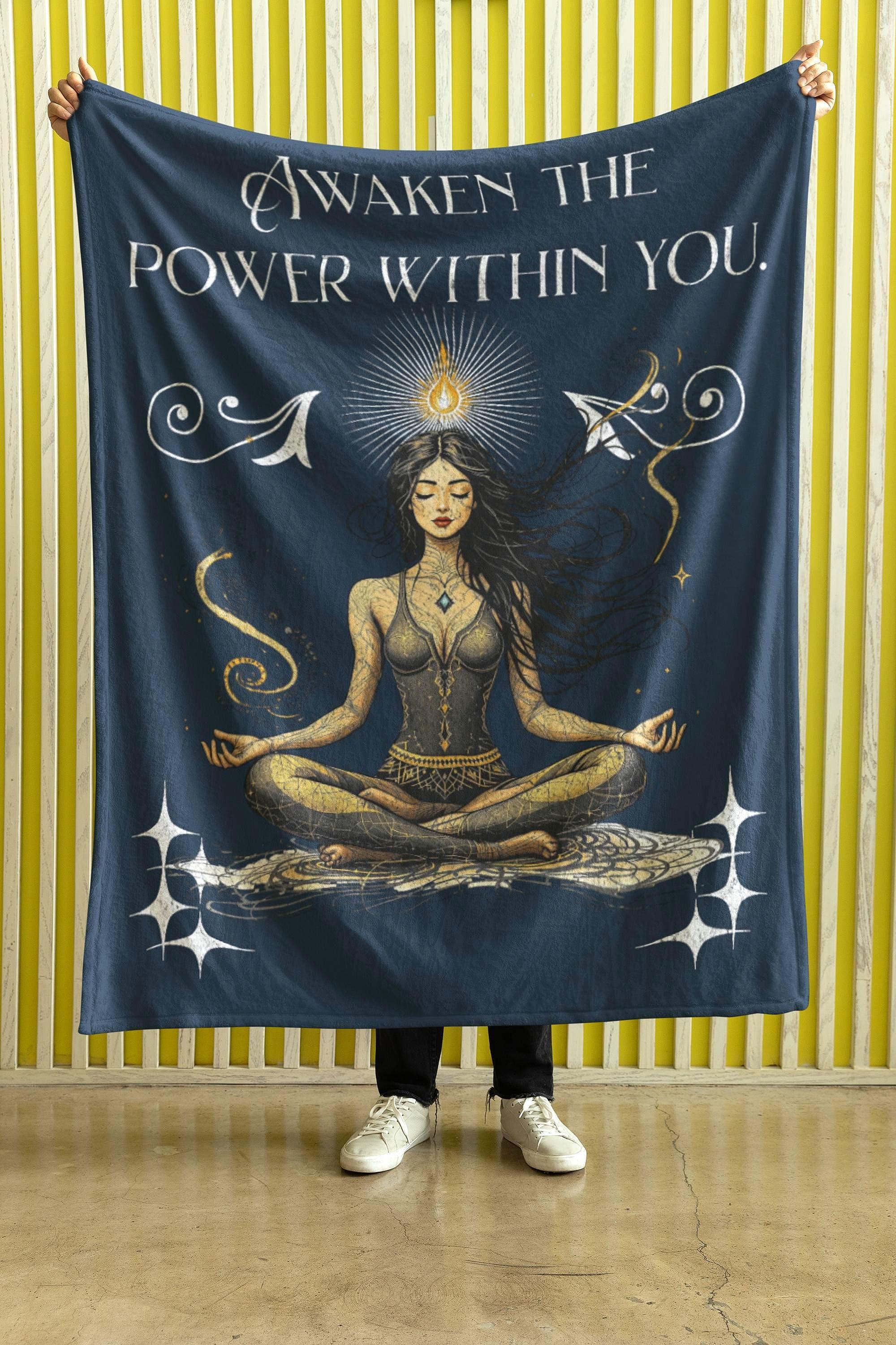 Couverture polaire spirituelle, méditation zen, plaid décoratif canapé - Essences Agape 37351449