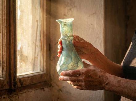 Fiole romaine Facettée Bleue - Structure & Géométrie Sacrée - Essences Agape 29097023