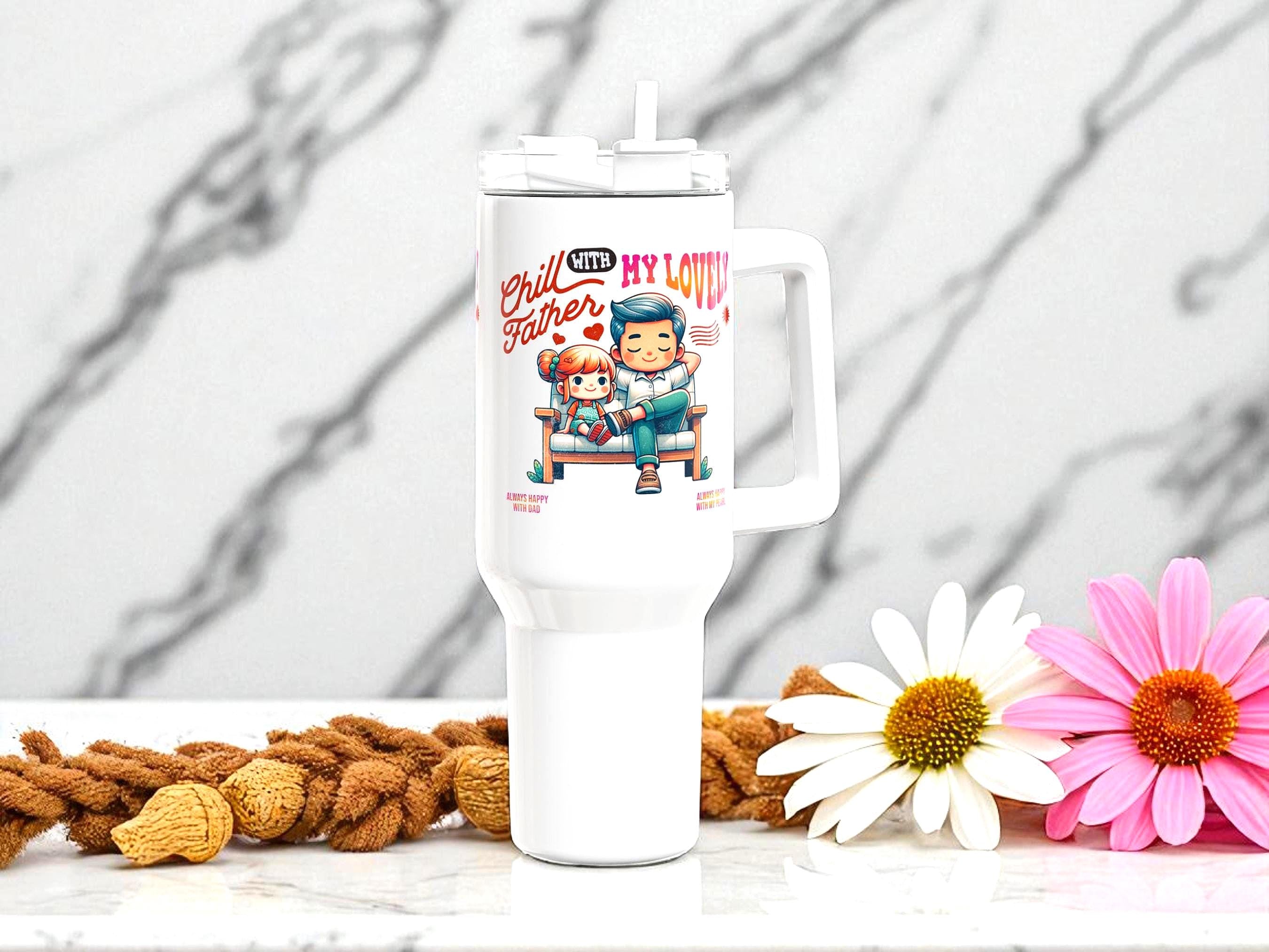 Gobelet léger secouable amour paternel, gobelet inox custom 40 oz - Essences Agape 44941125