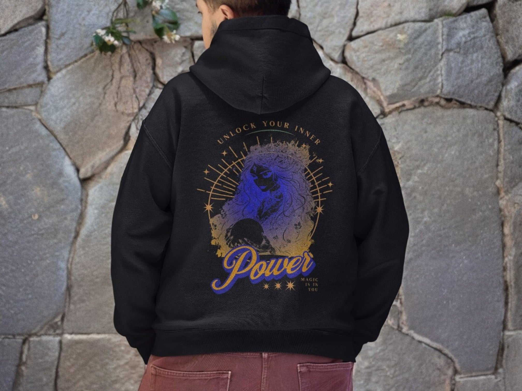 Hoodie énergie solaire, sweatshirt capuche spirituel, pull custom - Essences Agape 80912688