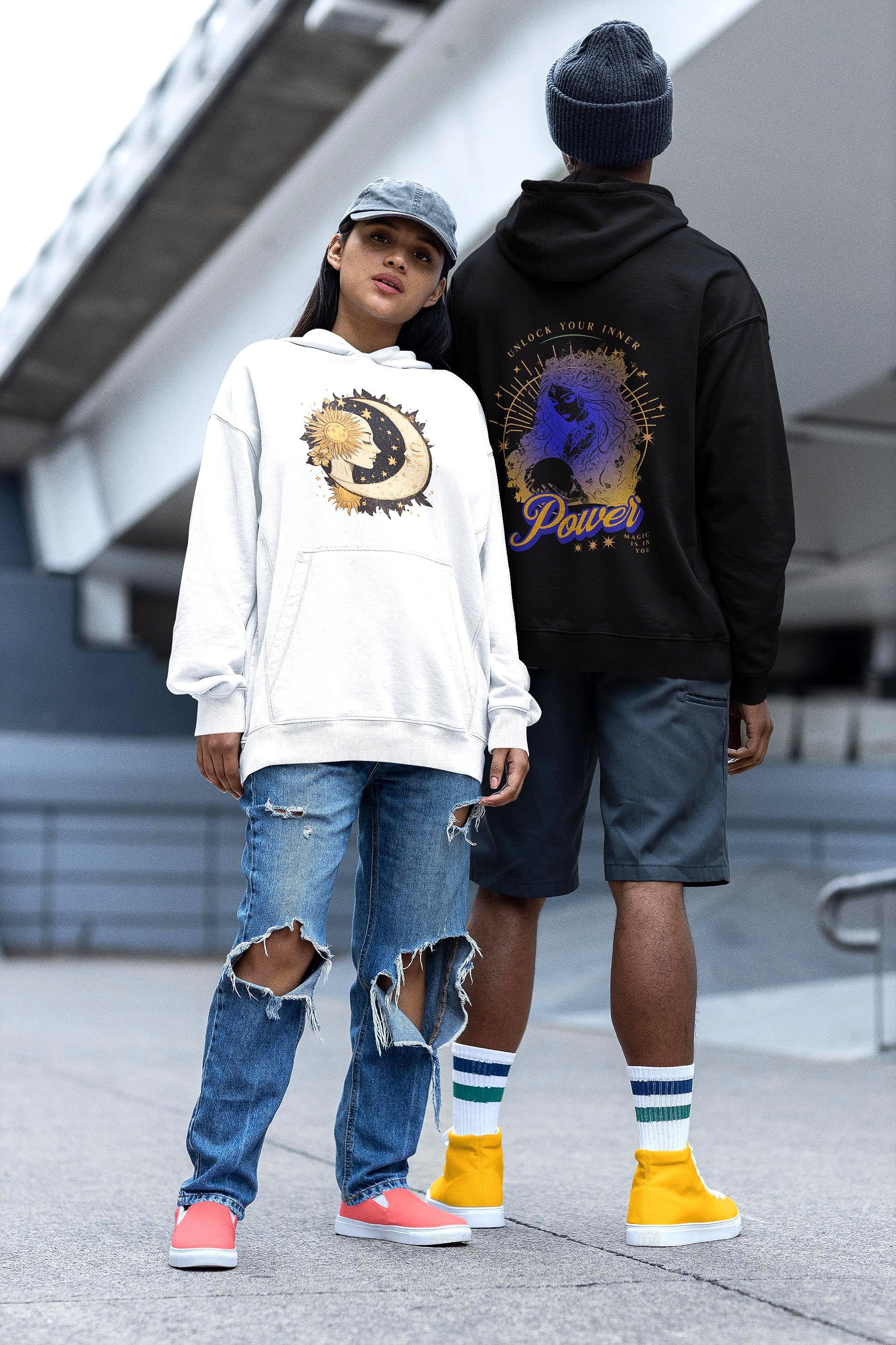 Hoodie énergie solaire, sweatshirt capuche spirituel, pull custom - Essences Agape 6987584