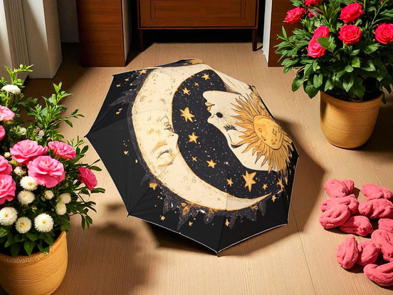 Parapluie de bureau lune, méditation art spirituel, parapluie pliant - Essences Agape 2944196