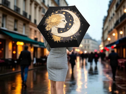 Parapluie de bureau lune, méditation art spirituel, parapluie pliant - Essences Agape 28811764