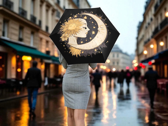Parapluie de bureau lune, méditation art spirituel, parapluie pliant - Essences Agape 28811764