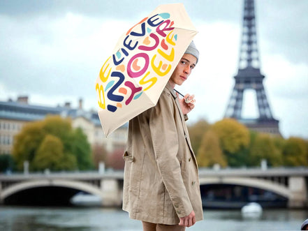 Parapluie pliant imprimé, Believe Yourself, parapluie confiance en soi - Essences Agape 99976040