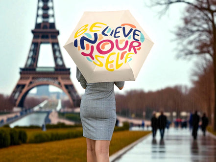 Parapluie pliant imprimé, Believe Yourself, parapluie confiance en soi - Essences Agape 80008982