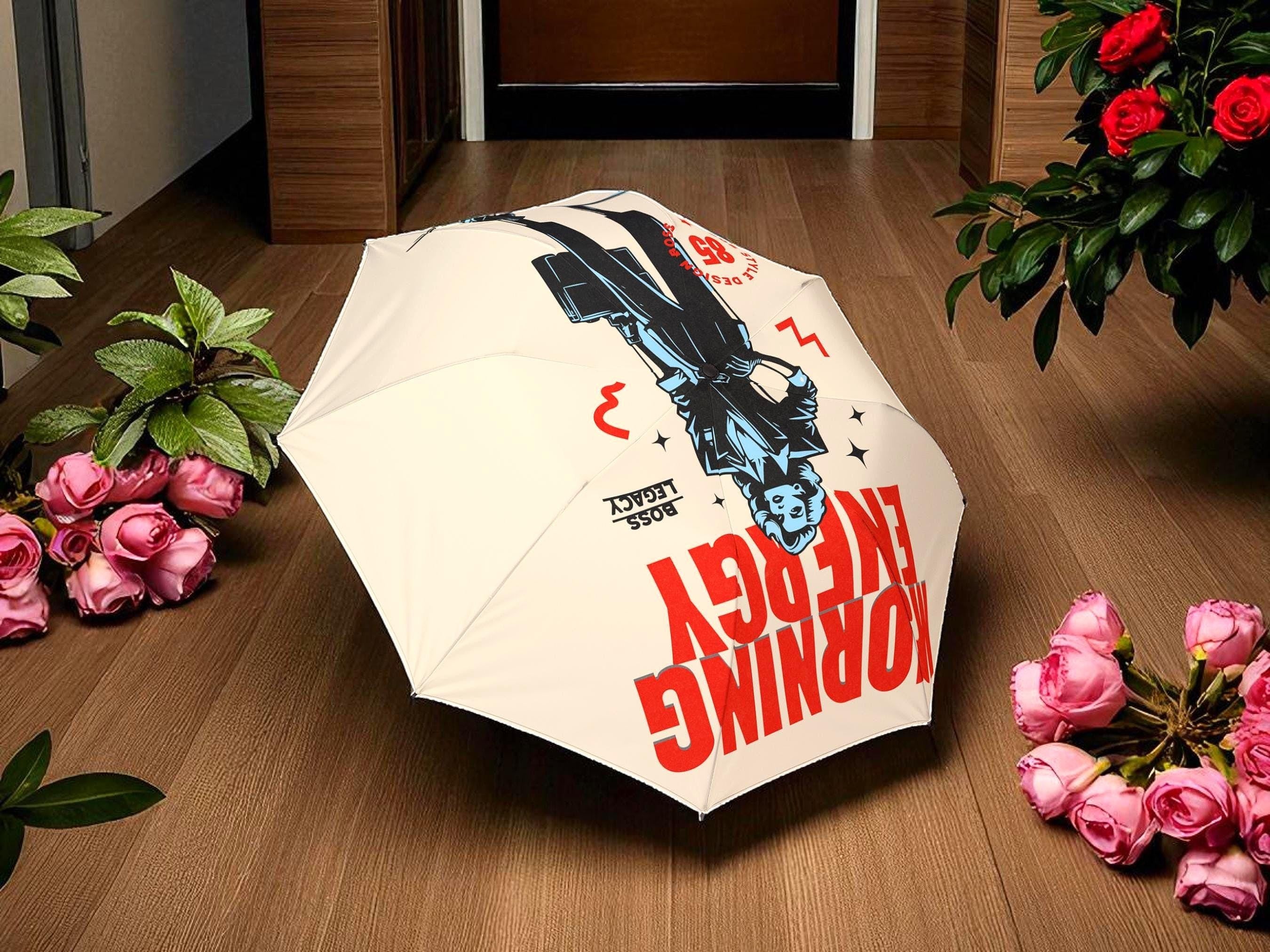 Parapluie pliant imprimé, style vintage femme, parapluie motivation - Essences Agape 13309388
