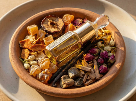 Parfum Sans Alcool Noura - Rose, Prune Veloutée Or & Passion - Essences Agape 32851254