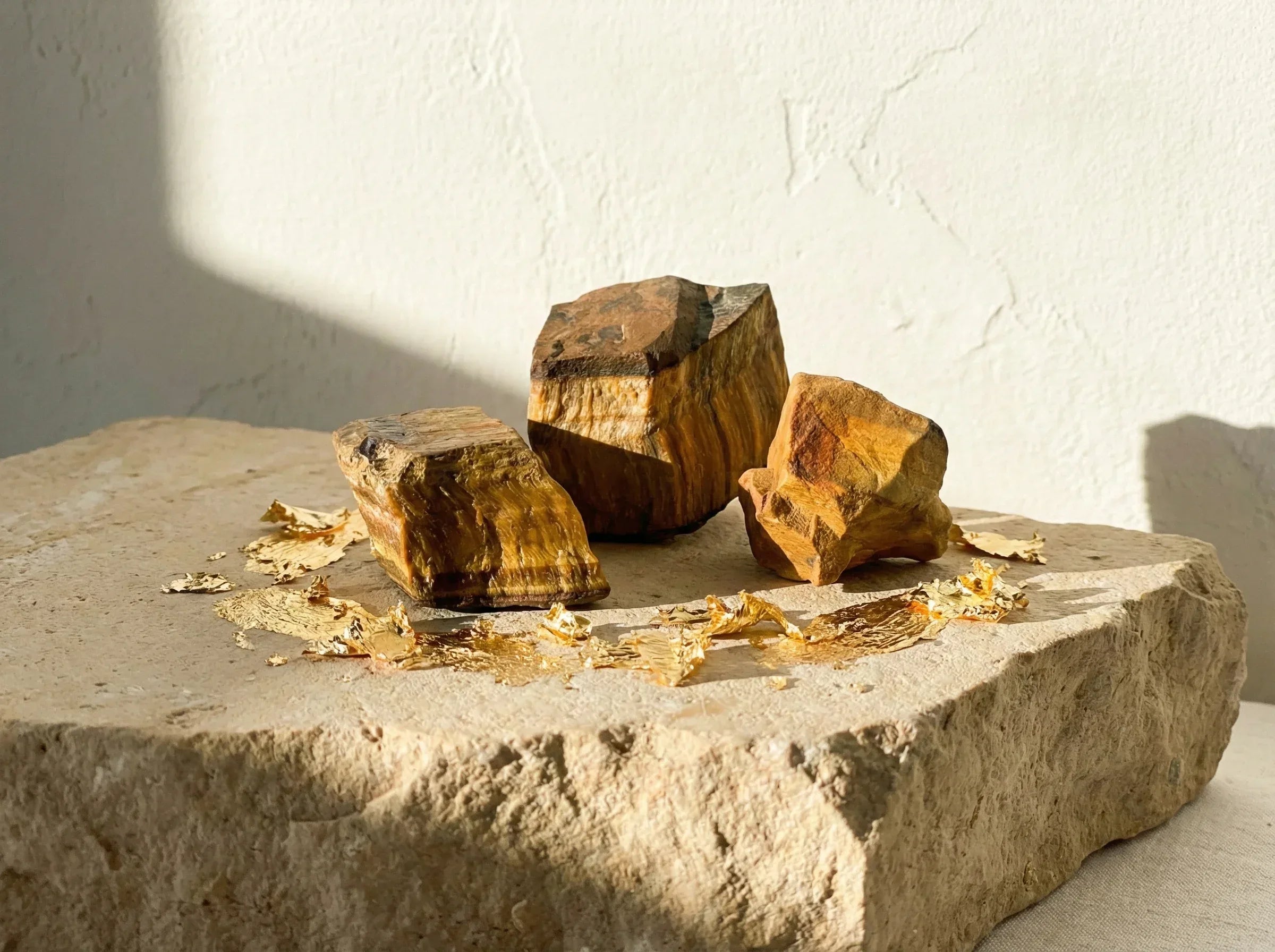 Pierre brute véritable Œil de Tigre - Bouclier & Courage & Force Or - Essences Agape 36393064