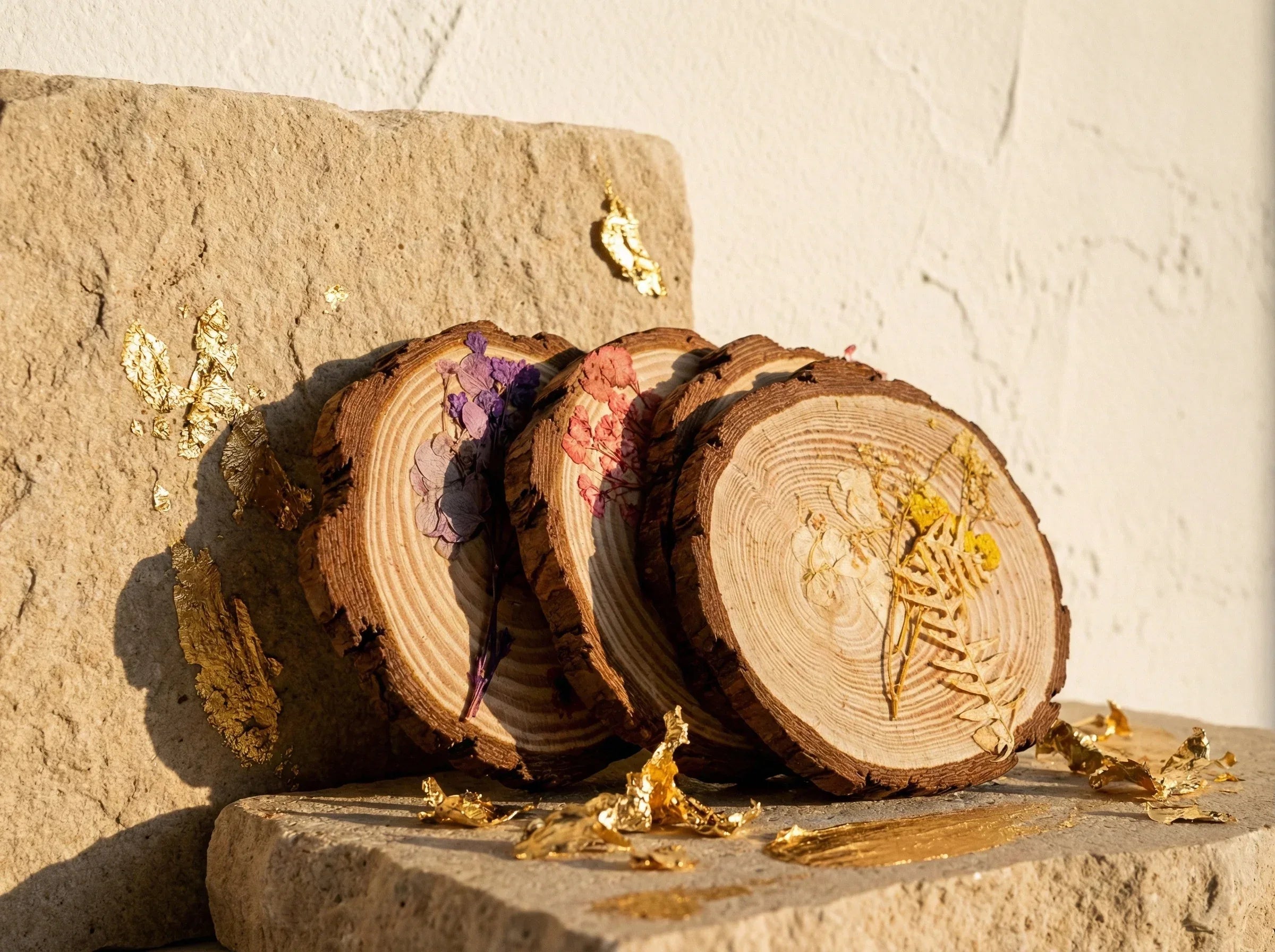 Porte bougie Bois Naturel Fleuri - Autel Végétal & Douceur Zen Bio - Essences Agape 48509089