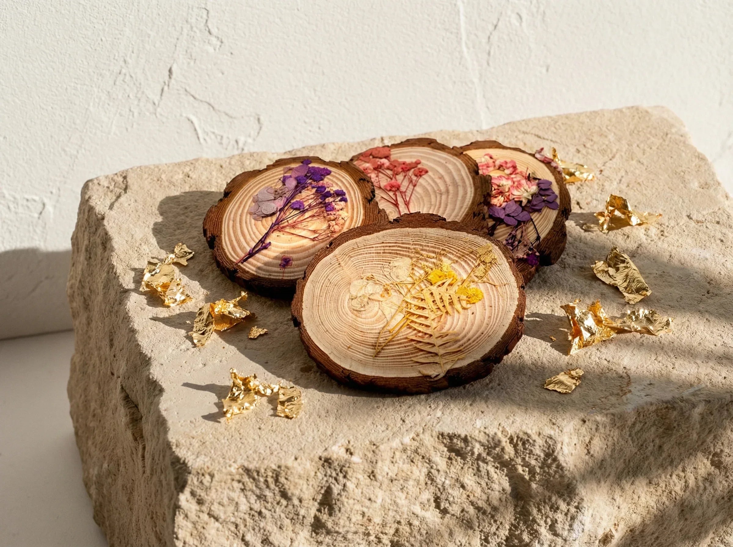 Porte bougie Bois Naturel Fleuri - Autel Végétal & Douceur Zen Bio - Essences Agape 1948697