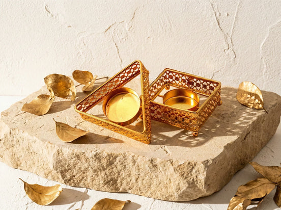 Porte bougie Géométrique Or Triangle - Structure & Lumière Infinie - Essences Agape 94197089