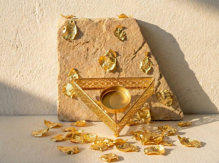 Porte bougie Géométrique Or Triangle - Structure & Lumière Infinie - Essences Agape 46705715