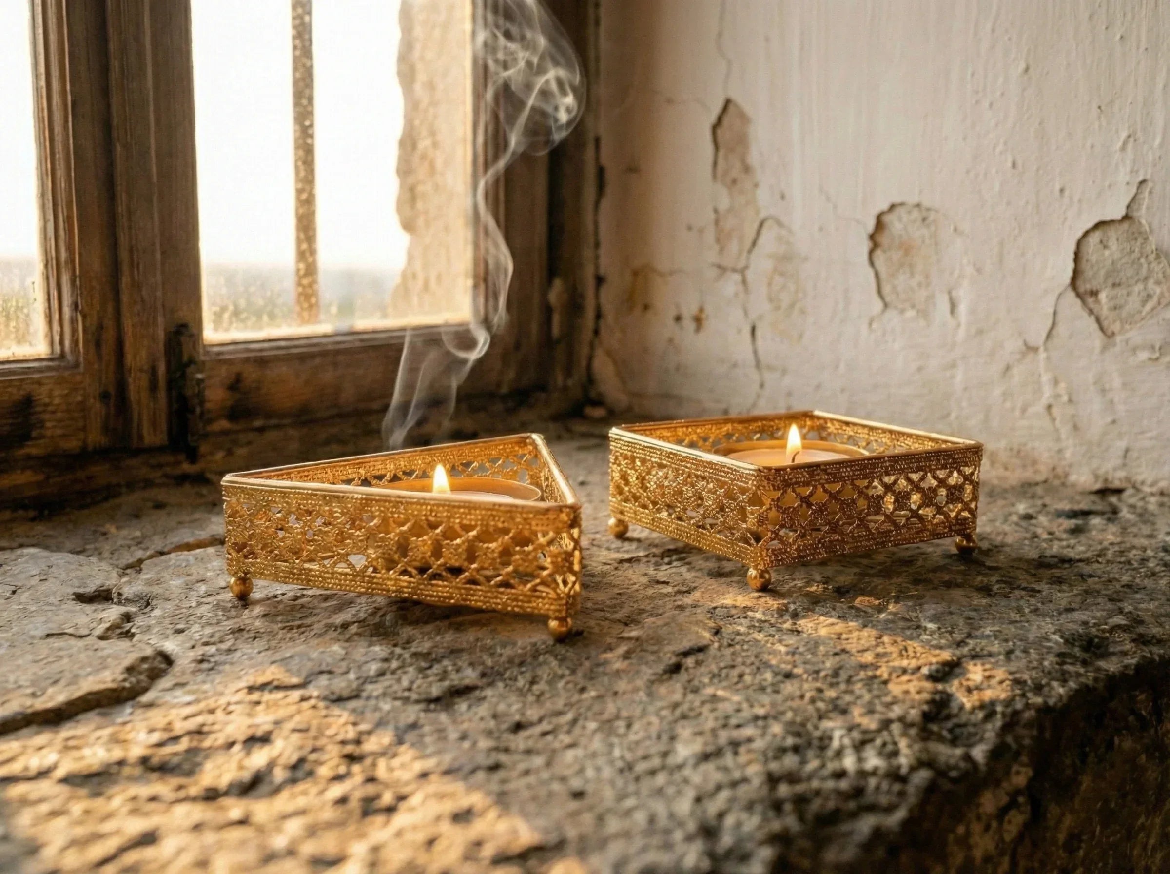 Porte bougie Géométrique Or Triangle - Structure & Lumière Infinie - Essences Agape 60768933