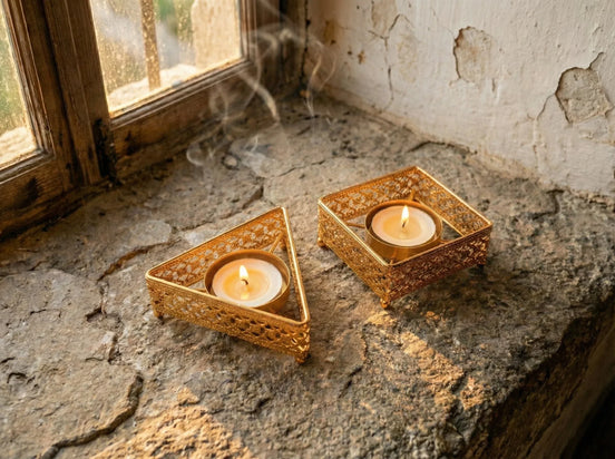 Porte bougie Géométrique Or Triangle - Structure & Lumière Infinie - Essences Agape 90031754