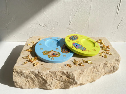 Porte bougie Main Fatima Gypse Peint - Protection, Sérénité & Zen - Essences Agape 87391579