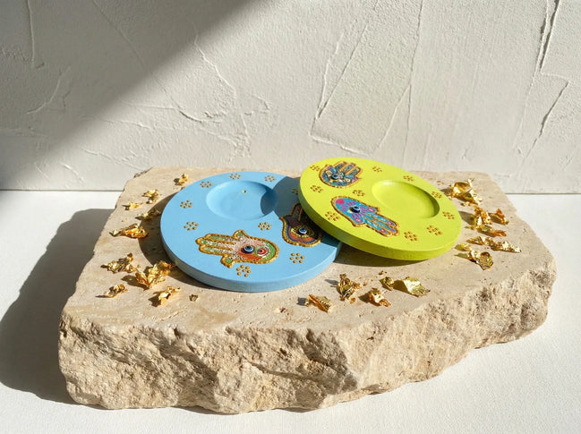 Porte bougie Main Fatima Gypse Peint - Protection, Sérénité & Zen - Essences Agape 87391579