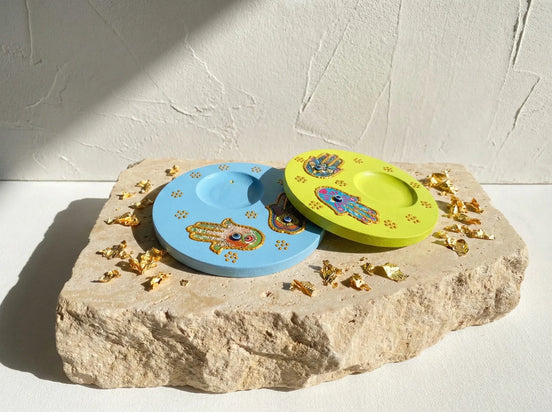 Porte bougie Main Fatima Gypse Peint - Protection, Sérénité & Zen - Essences Agape 87391579