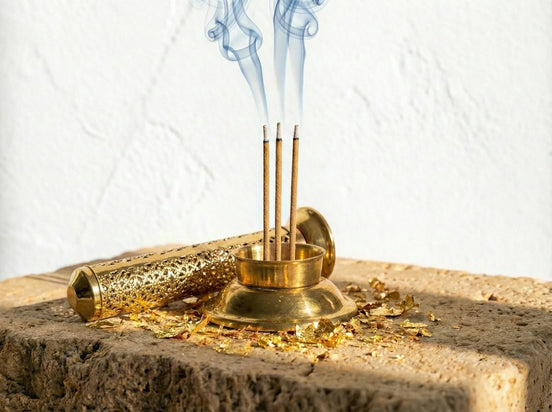 Porte encens Vertical Laiton - Élévation, Colonne d'Or & Lumière - Essences Agape 67905212