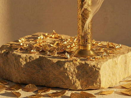 Porte encens Vertical Laiton - Élévation, Colonne d'Or & Lumière - Essences Agape 41577454