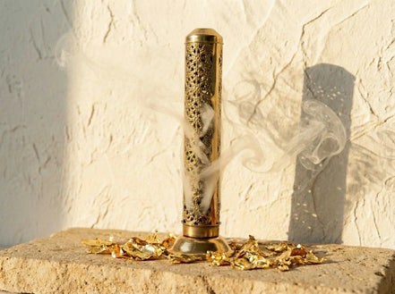 Porte encens Vertical Laiton - Élévation, Colonne d'Or & Lumière - Essences Agape 20046032