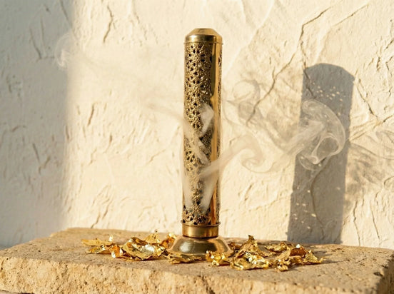 Porte encens Vertical Laiton - Élévation, Colonne d'Or & Lumière - Essences Agape 20046032