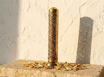 Porte encens Vertical Laiton - Élévation, Colonne d'Or & Lumière - Essences Agape 3323714