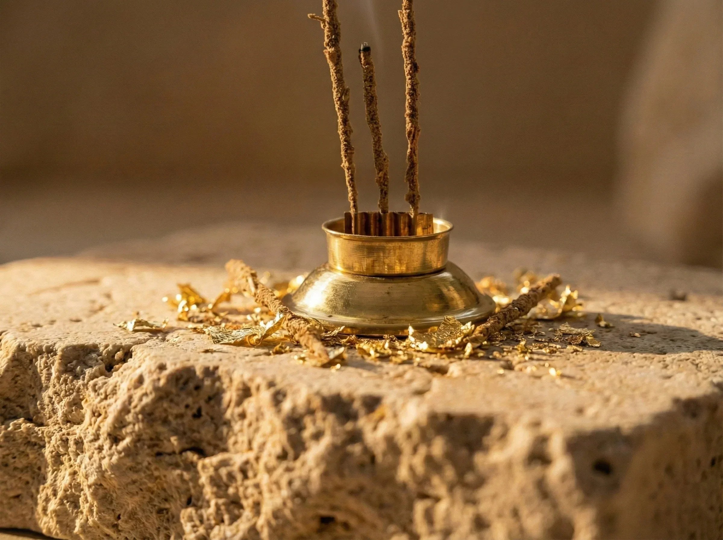 Porte encens Vertical Laiton - Élévation, Colonne d'Or & Lumière - Essences Agape 80691391