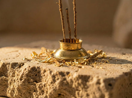 Porte encens Vertical Laiton - Élévation, Colonne d'Or & Lumière - Essences Agape 80691391